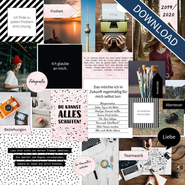 Vision Board Layout-Set - "Black & White" (Digital Download)
