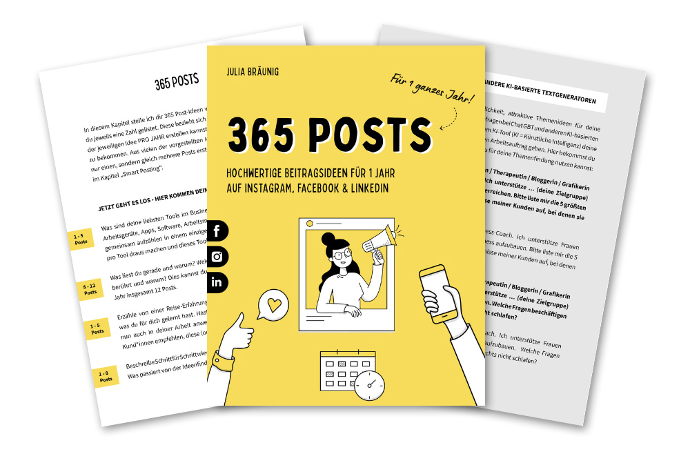 Professionelle Beitragsideen für 1 Jahr auf Instagram, Facebook & Linkedin