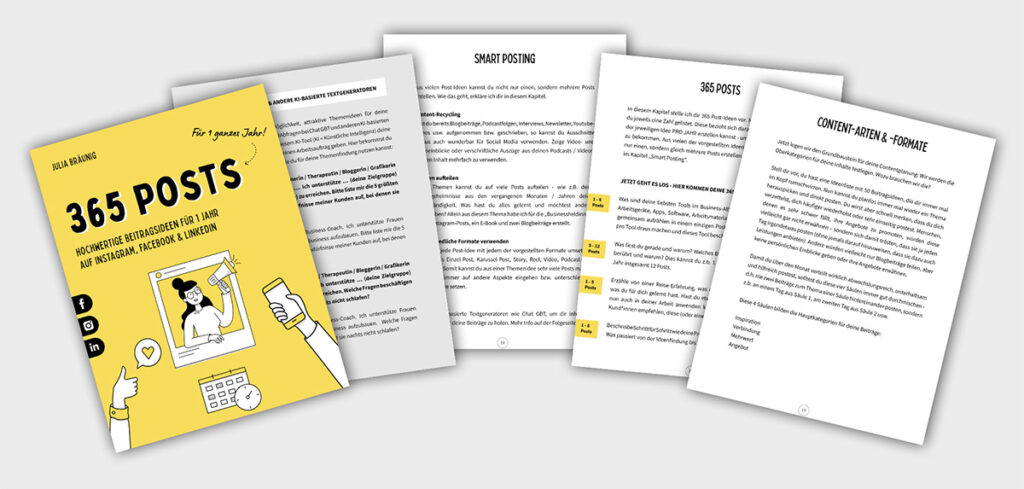 Professionelle Beitragsideen für 1 Jahr auf Instagram, Facebook & Linkedin