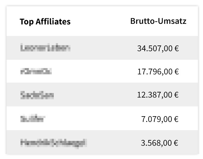 Das verdienen meine Top-Affliates
